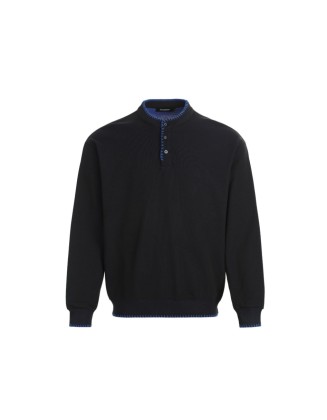 Retro Hand-Stitched Henley Casual Long-Sleeve Top