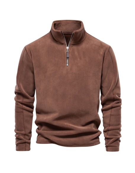 Stylish Stand-Up Collar Half-Zip Long-Sleeve Top