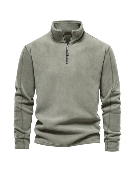 Stylish Stand-Up Collar Half-Zip Long-Sleeve Top