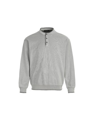 Retro Hand-Stitched Henley Casual Long-Sleeve Top